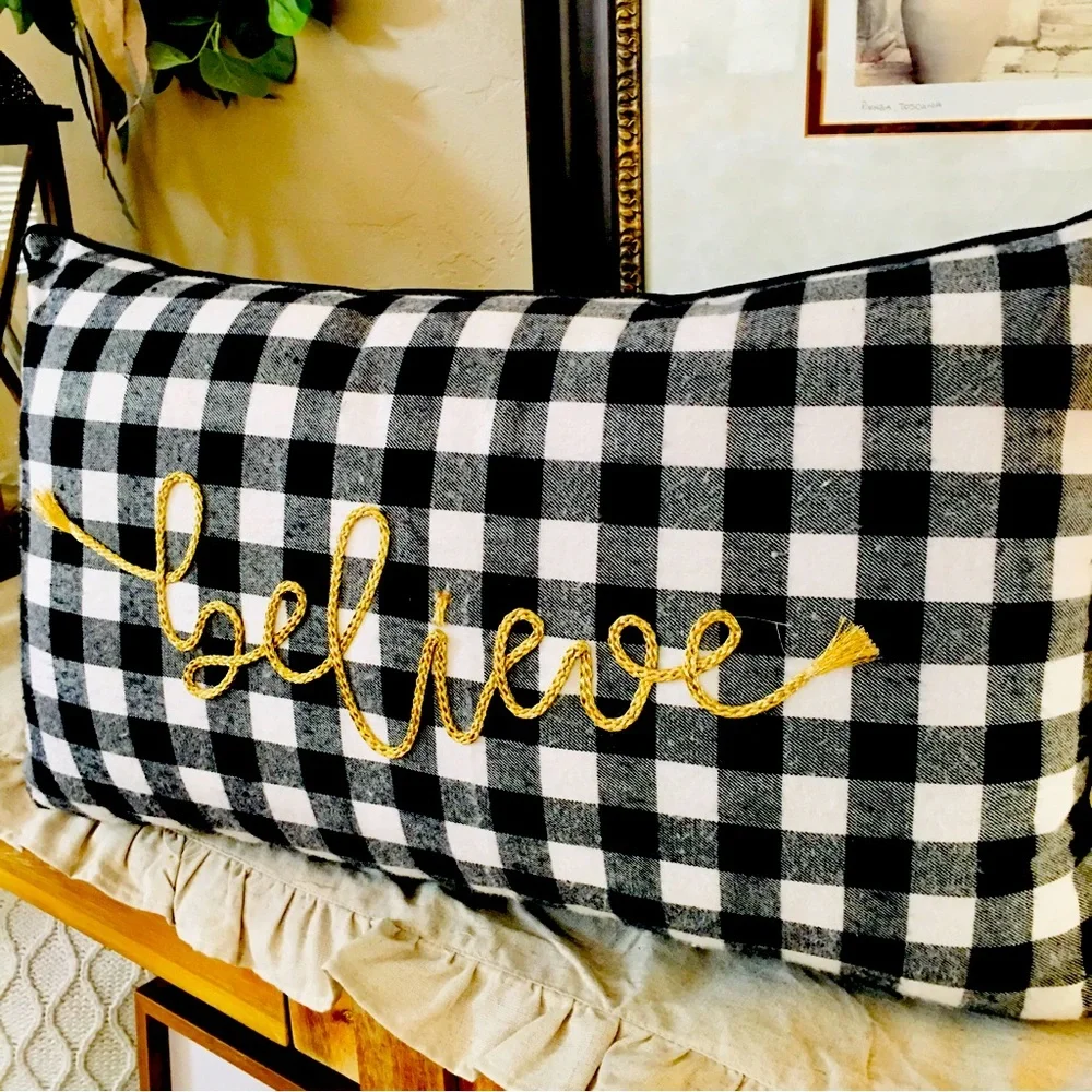 Buffalo plaid Christmas farmhouse pillow flannel home decor checkered co…